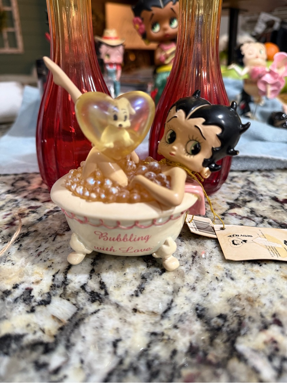 Betty Boop Cream & Pink Bathtub Figurine